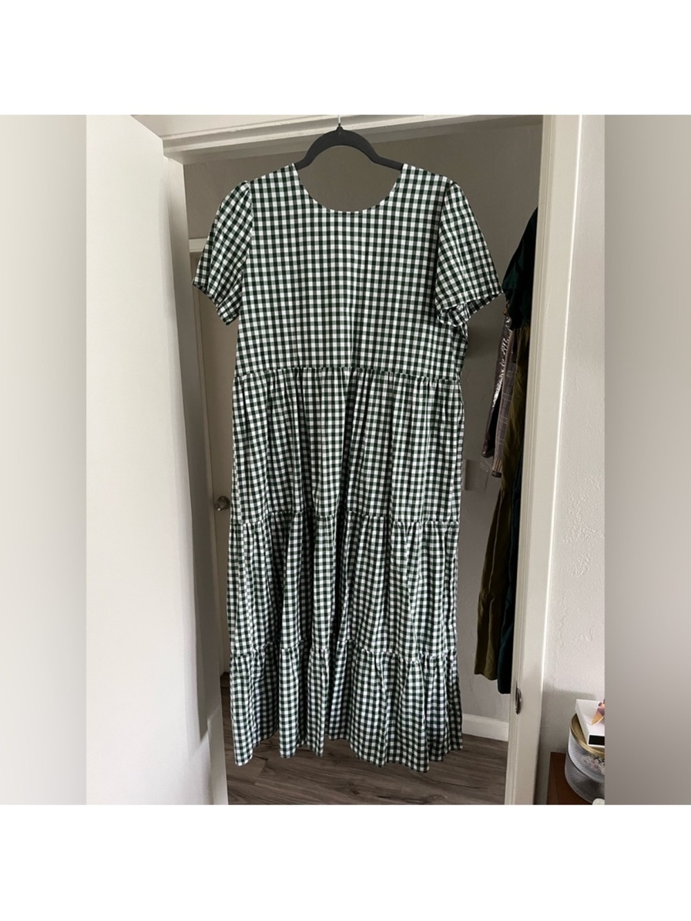 Tradlands Green and White Gingham Dress